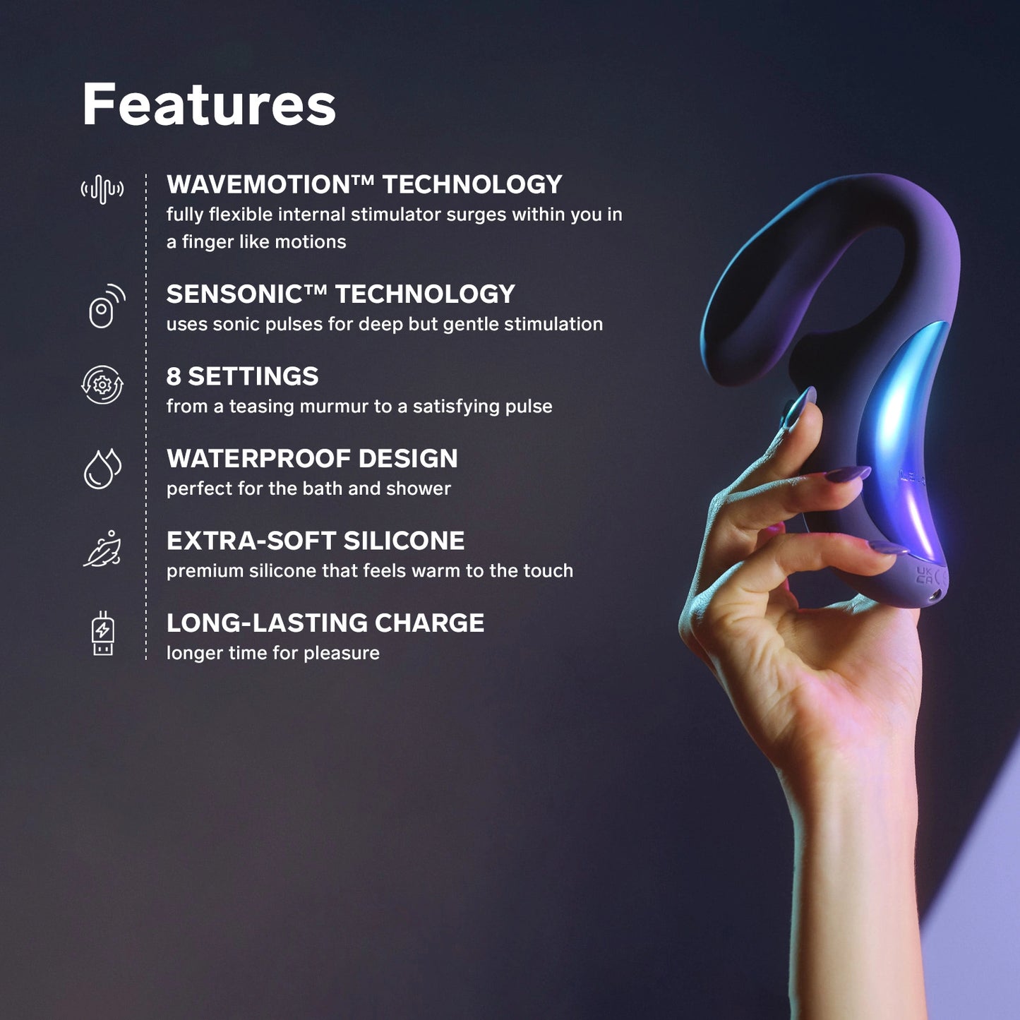 ENIGMA™ WAVE Estimulador Dual c/Ondas Sónicas e Vibração para Ponto G