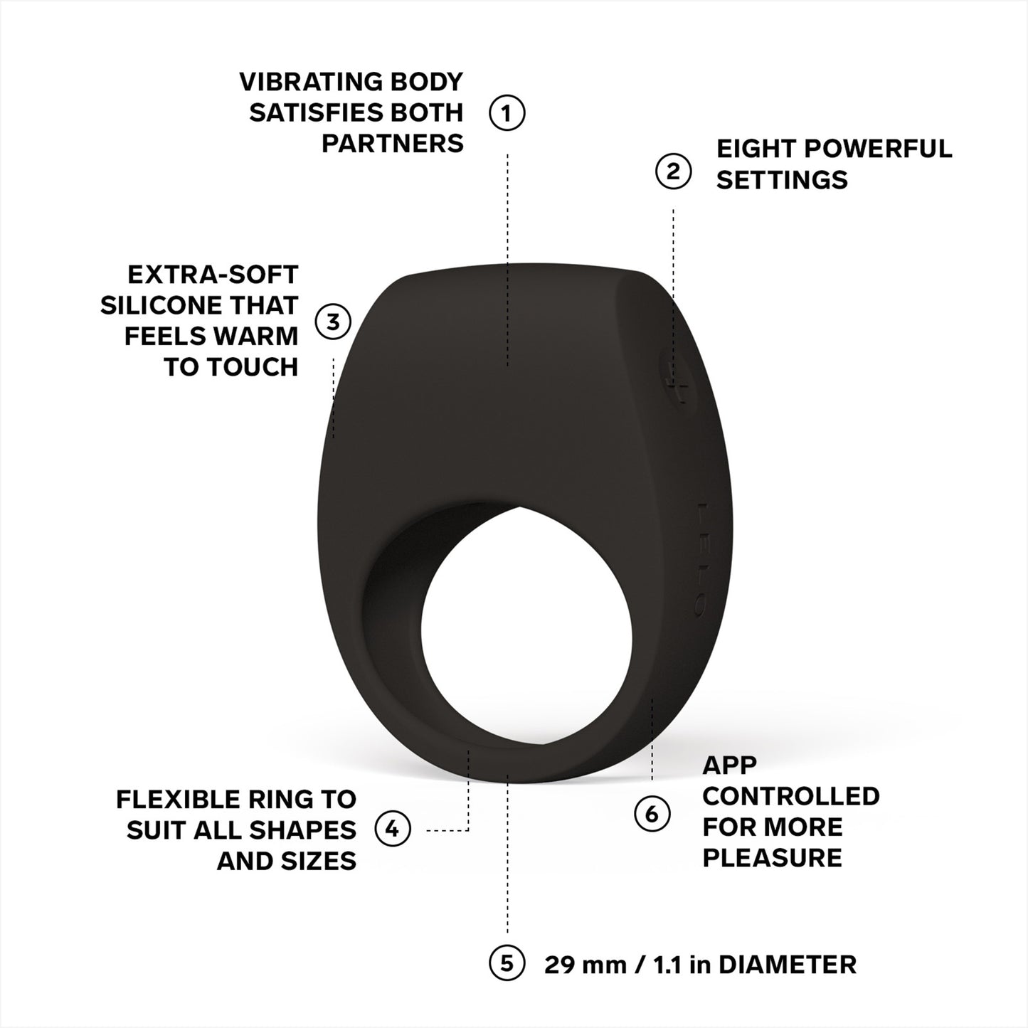 TOR™ 3 Anel Vibratório para Casal Silencioso Recarregável em Silicone