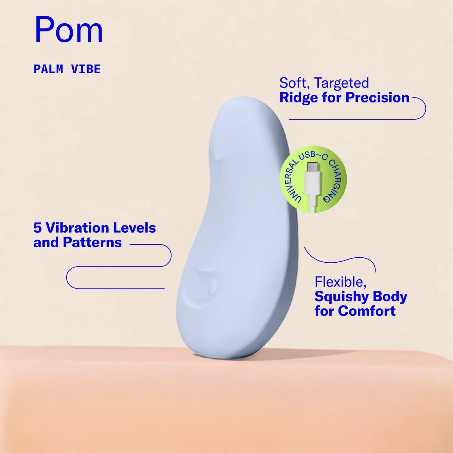 POM Compact Rechargeable Silicone Flexible Vibrator